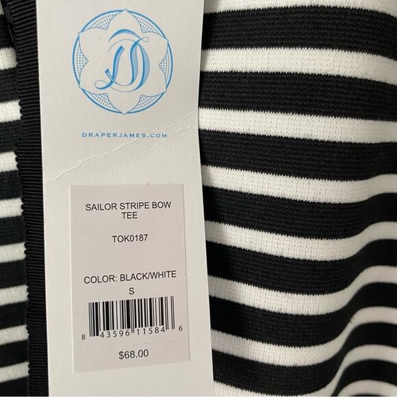 Draper James NWTs New Sailor Stripe Black White Tee size small - Picture 9 of 10